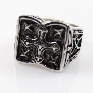 Biker Gothic 316L Stainless Steel Cross Ring